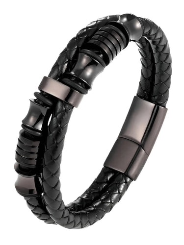 Men's Genuine Leather Double Rope Bracelet -, Bracelet , Drestiny , Australia, Black, Bracelets, Canada, Gender_Men, Gold, New Zealand, Silver, United Kingdom, United States , Drestiny , www.shopdrestiny.com